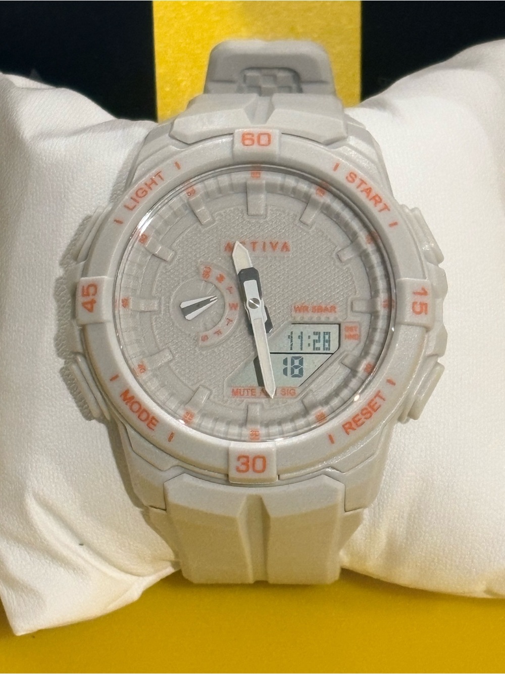 Activa White and Orange Sport Digital-Analog Watch